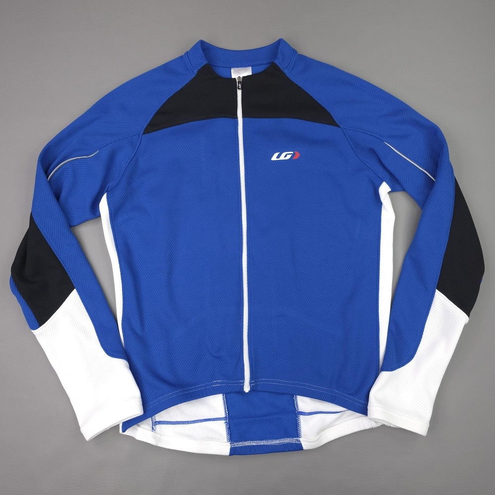 Garneau Tirreno Thermal Cycling Jersey Mens XXL Blue White Full Zip Long Sleeve